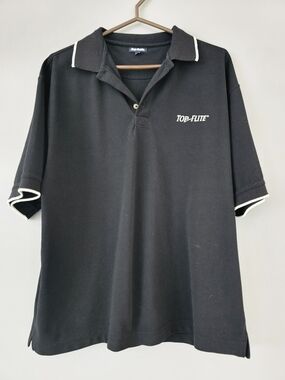 Top-Flite Men's Black Polo Shirt with White Trim